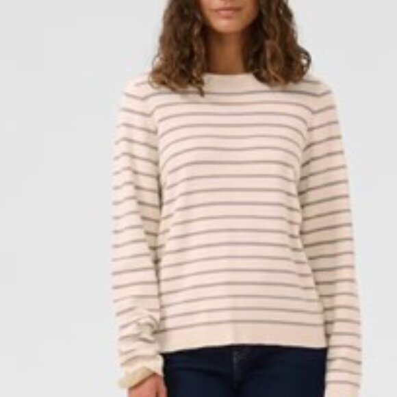 NWT CULTURE Striped Cream and light Gray womens Sweater size small - Picture 6 of 13